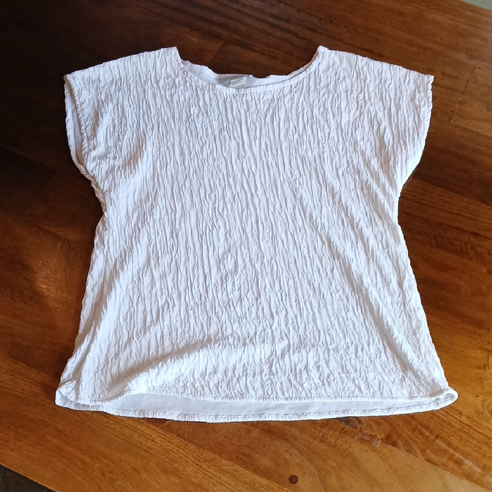 Jessica Michelle White Ribbed Cap Sleeve T-Shirt Blouse